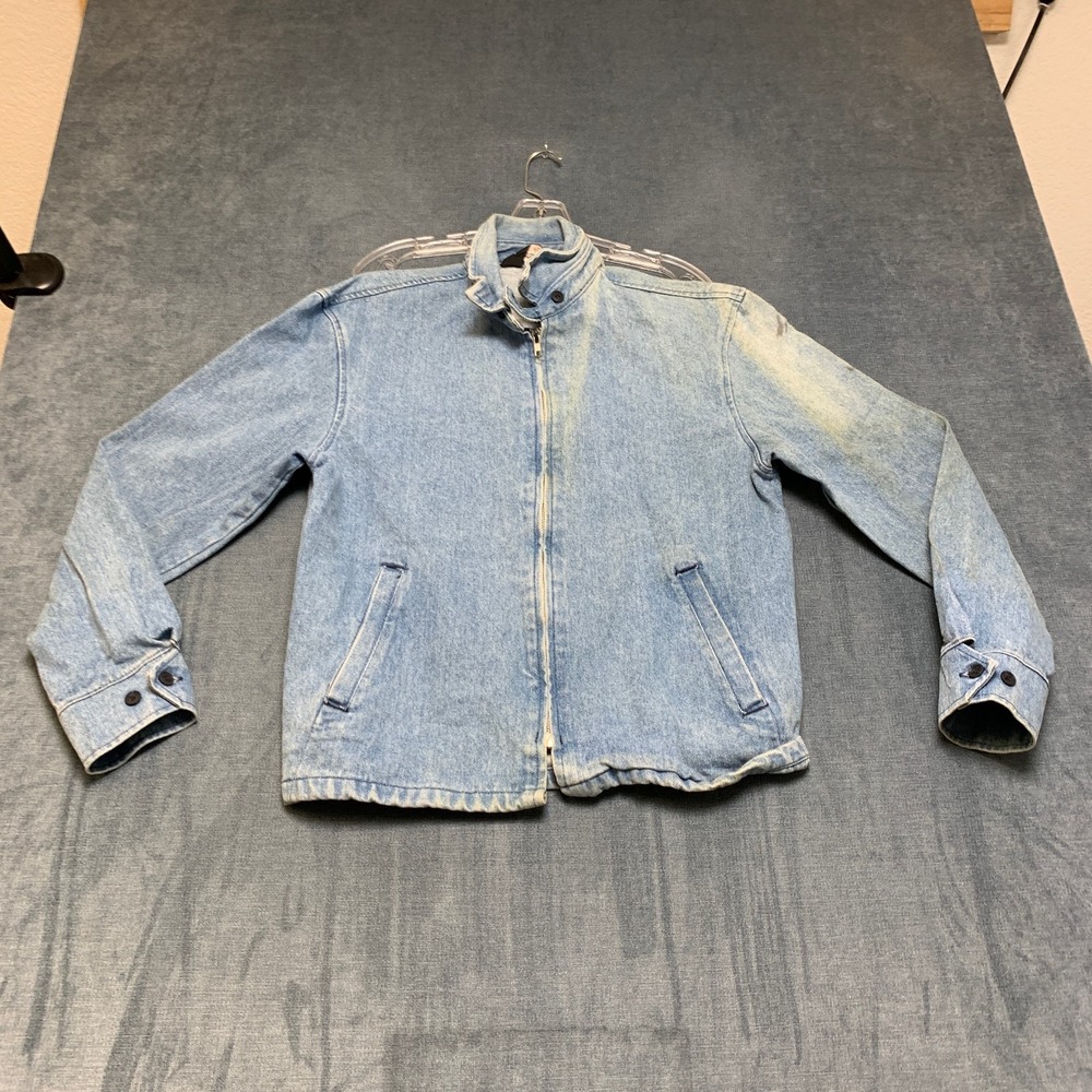 Vintage Sportsmaster Denim Jacket Mens M Blue Light Wash Long Sleeve Full Zip